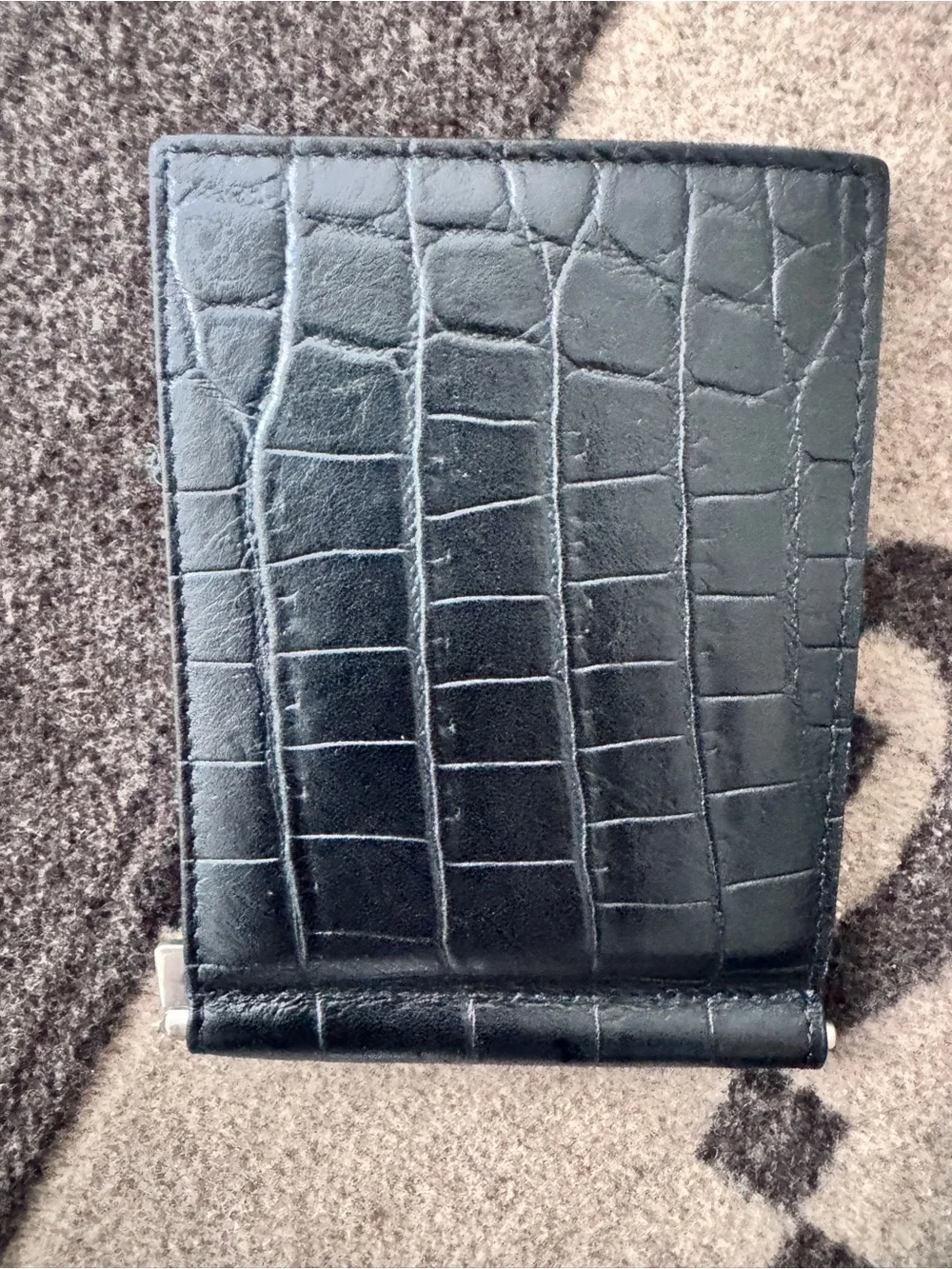 Yves Saint Laurent Black Croc-Embossed Leather Money Clip